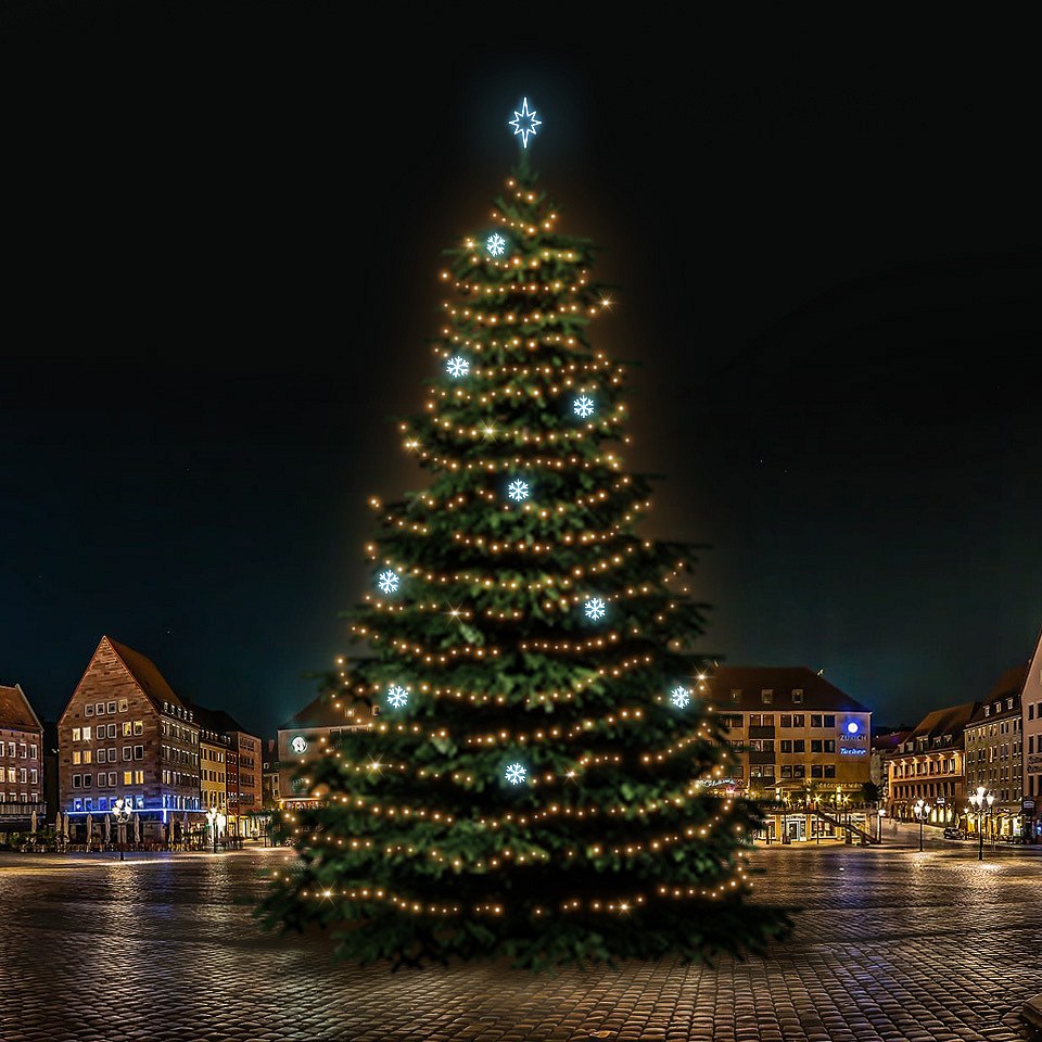 LED-Lichtset für Weihnachtsbäume 21-23 m hoch, Warmweiß,  KaltWeiße Dekorationen EFD01