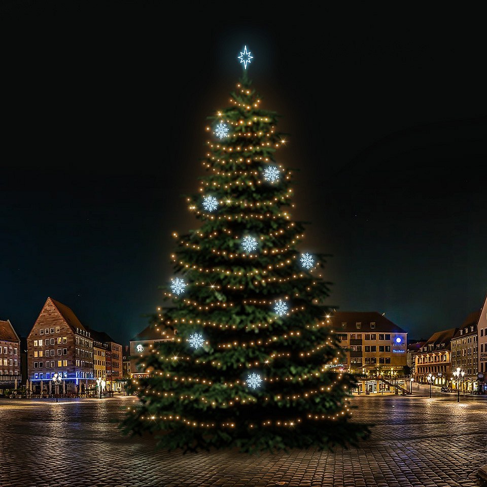 LED-Lichtset für Weihnachtsbäume 21-23 m hoch, Warmweiß,  KaltWeiße Dekorationen EFD08