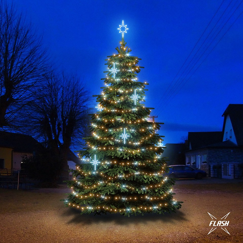 LED-Lichtset für Weihnachtsbäume, 6-8 m hoch, Warmweiß mit Flash, Dekorationen DZ113S3