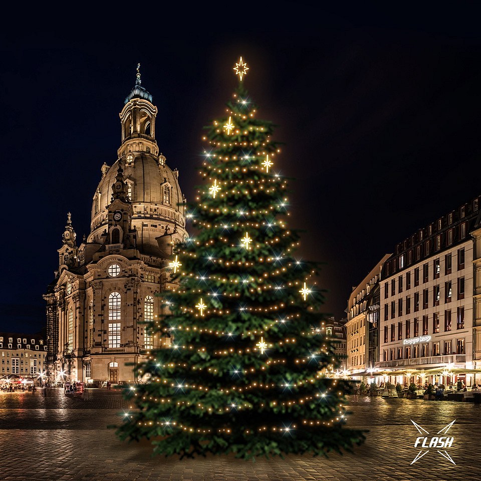 LED-Lichtset für Weihnachtsbäume, 18-20 m hoch, Warmweiß mit Flash, Dekorationen DZ113WS4