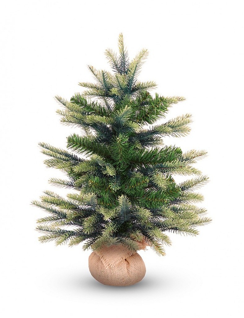 Künstlicher Weihnachtsbaum 60 cm, Penny-Fichte mit 2D- und 3D-Nadeln in Juteverpackung