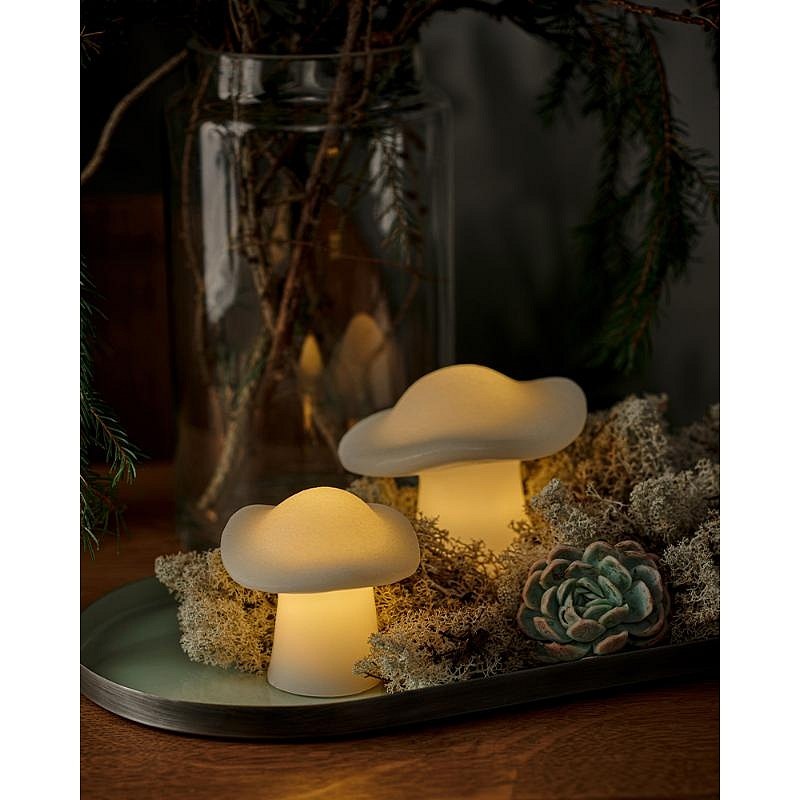 Pilz-LED-Kerze, Weiß, 2er-Set, 8,5 und 9 cm