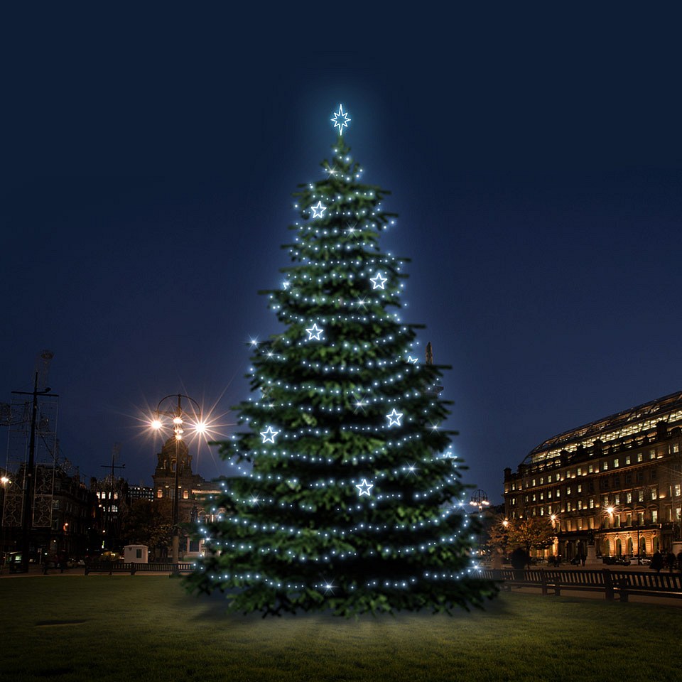 LED-Lichtset für Weihnachtsbäume 12-14 m hoch, Kaltweiß, Dekorationen EFD11