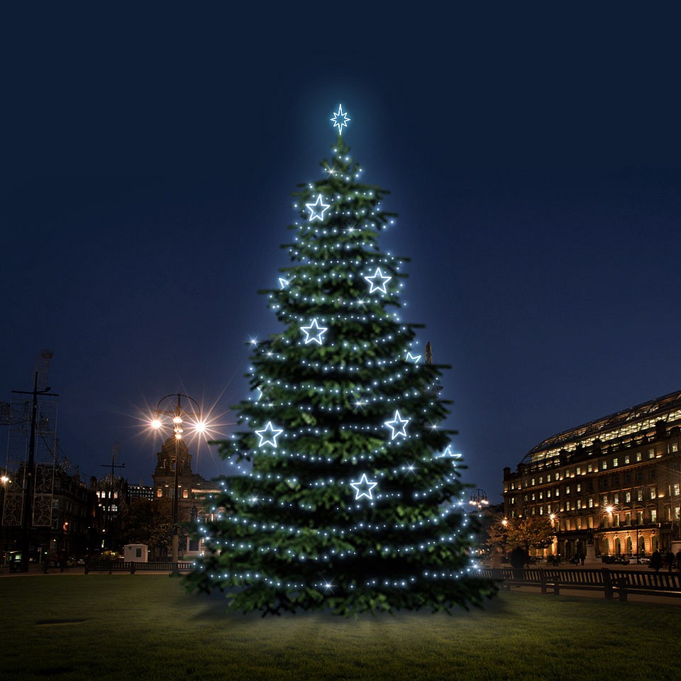 LED-Lichtset für Weihnachtsbäume 12-14 m hoch, Kaltweiß, Dekorationen DZ115S1