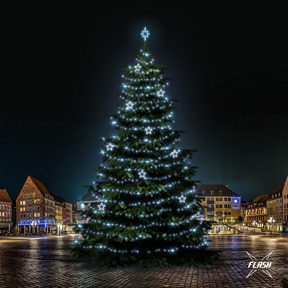 LED světelná sada na stromy vysoké 21-23m, ledová bílá s Flash, dekory DZ115S1