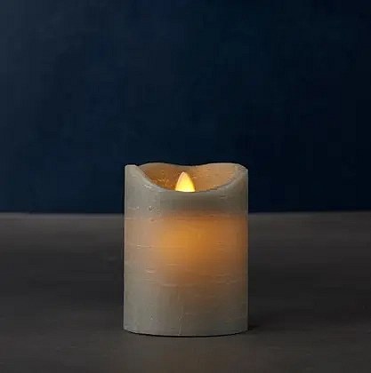 Vosková LED svíčka Sara, 10 cm, šedá