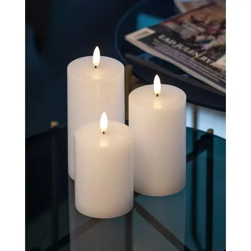 Voskové LED svíčky Sille exclusive, 3set, bílá