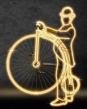 LED světelný muž s velocipédem, 145 x 195 cm, teple bílá