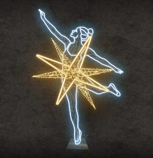 2D LED světelná baletka II, 165 x 245 cm, teple a ledově bílá, 36 V, 27 W, 36,8 kg, z 5 dílů, stojící
