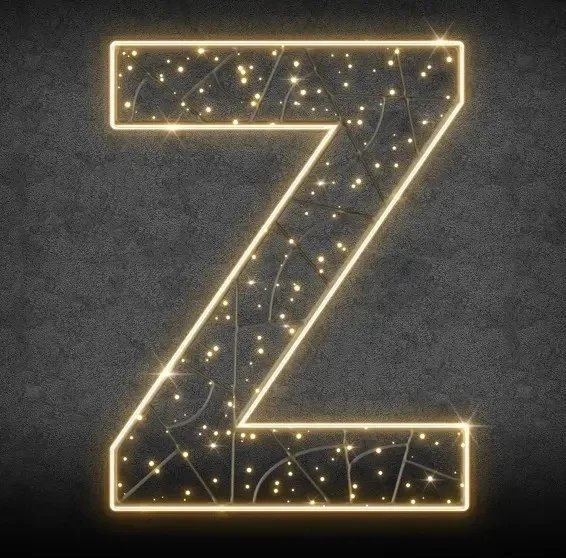 2D LED světelné písmeno Z, v