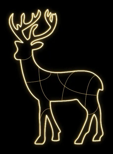 2D LED světelný jelen, 105 x 150 x 60 cm, teple bílá, 230V, 29,1 W, 8,4 kg, ze 2 dílů, stojící