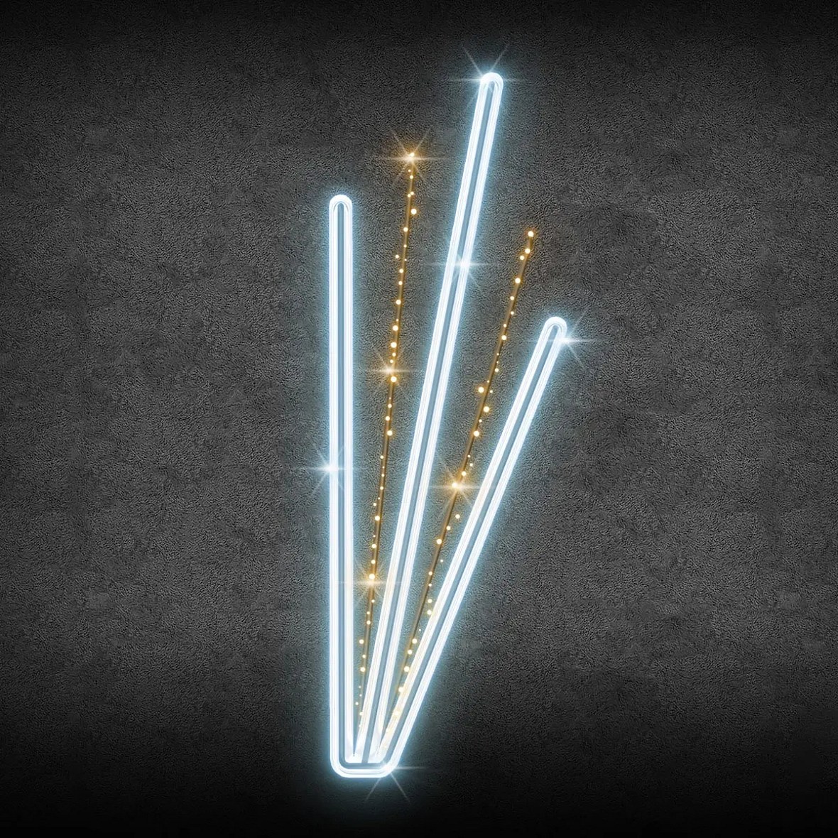 2D LED světelný dekor na VO paprsky, 70 × 220 cm, ledově a teple bílá
