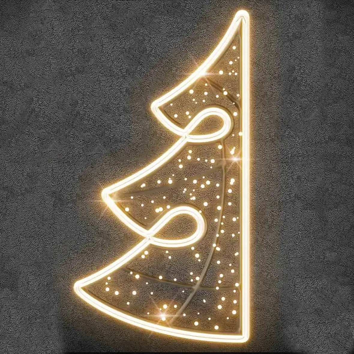 2D LED světelný dekor na VO půl stromek, 80 × 150 cm, teple bílá
