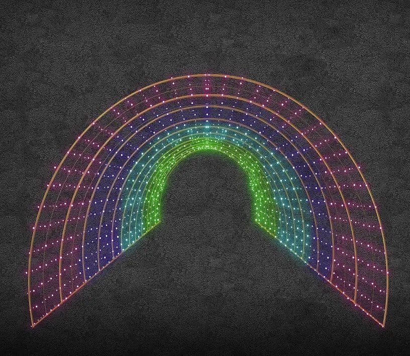 3D LED světelný tunel s Twinkly 340 × 220 × 200 cm