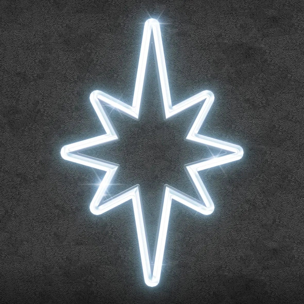 2D LED světelná hvězda na vrchol stromu, 35 × 50 cm, 3D tisk, ledově bílá