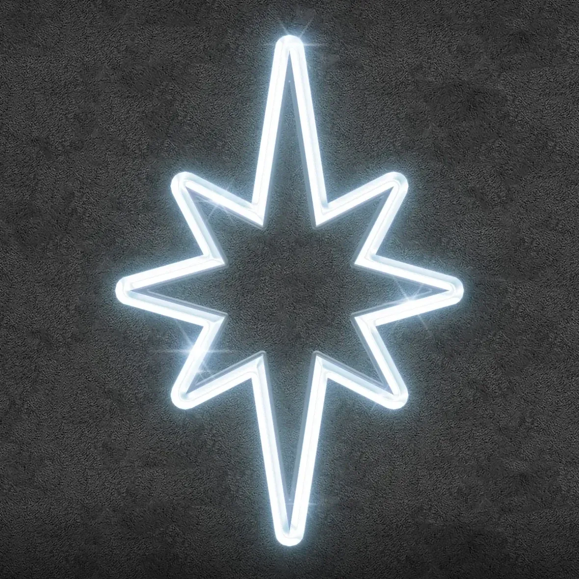 2D LED světelná hvězda na vrchol stromu, 60 × 90 cm, 3D tisk, ledově bílá