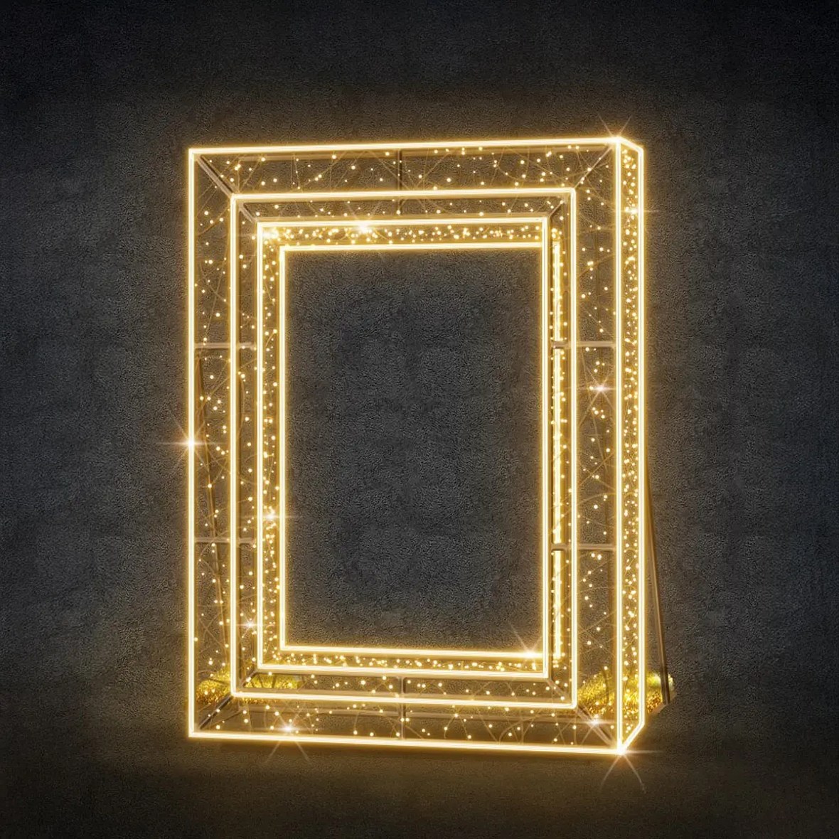 3D LED světelný rám, 170 × 230 × 20 cm, teple bílá, 36 V, 56,9 W, 67,4 kg, ze 4 dílů