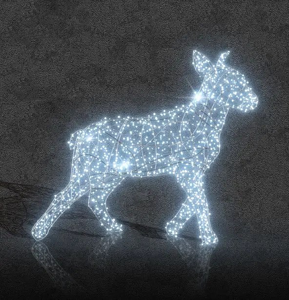 3D LED světelná srna 200 cm, ledově bílá, 24 V, 13 W, 2 díly