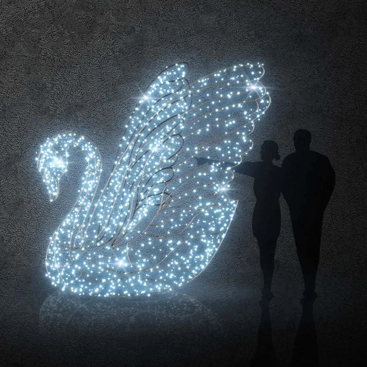 3D LED světelná labuť 250 cm ledově bílá