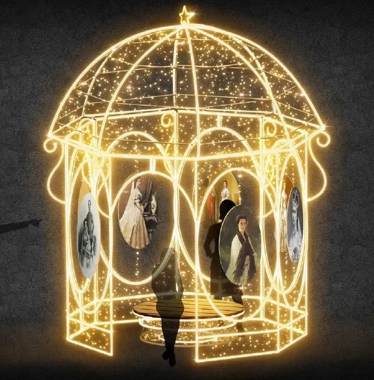 LED Altán Sissi, 430x340x340 cm, bílá teplá, 36V, 300W ,100kg,18 dílů