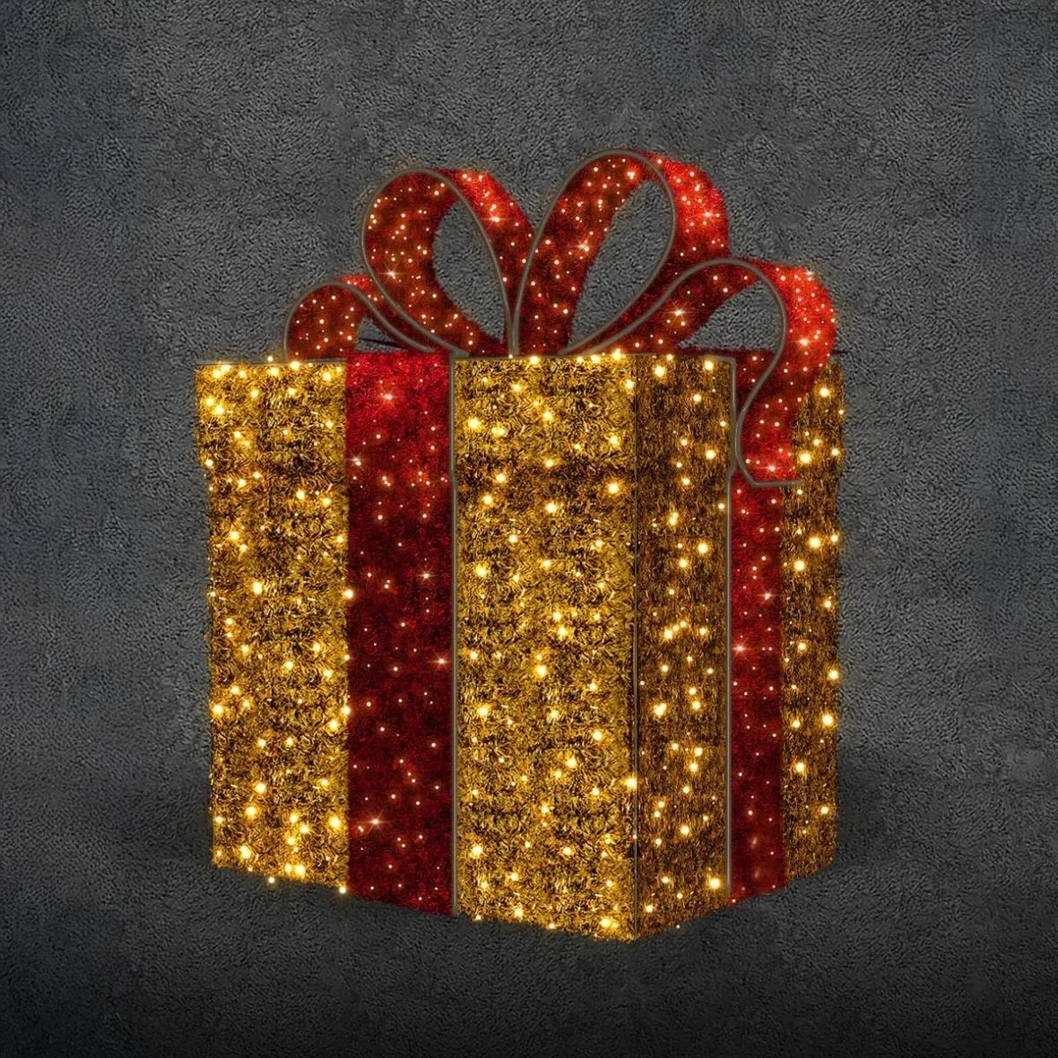 3D LED světelný dárek, 100 × 140 × 100 cm, teple bílá s flash, 230 V, 24 W, 17,9 kg, ze 2 dílů