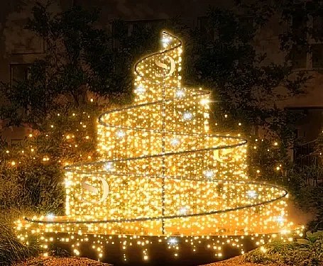 3D LED světelná fontána 300 × 280 × 300 cm, teple bílá, 36 V, 69 V, ze 3 dílů