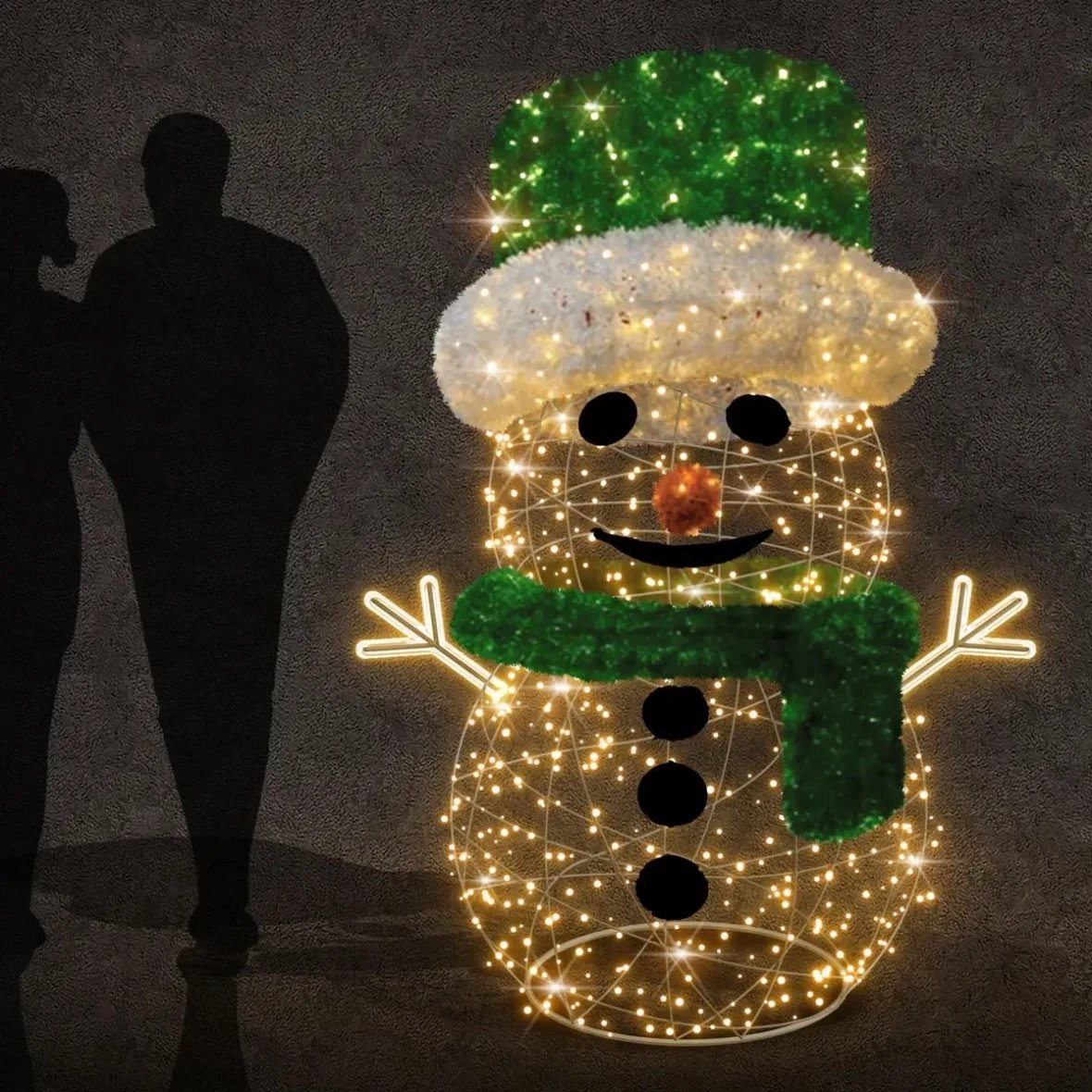 3D LED světelný sněhulák, 200 × 150 × 150 cm, teple bílá, 36V230 V, 54 W, 20 kg, 4 díly
