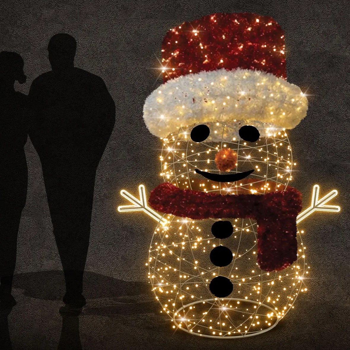 3D LED světelný sněhulák, 150 × 200 × 150 cm, teple bílá, 36V230V, 41,6 W, 22 kg, ze 4 dílů