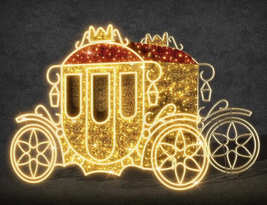 LED světelný kočár, 300 x 220 x 130 cm, teple bílá, 36V,151W, 120kg, 16 dílů