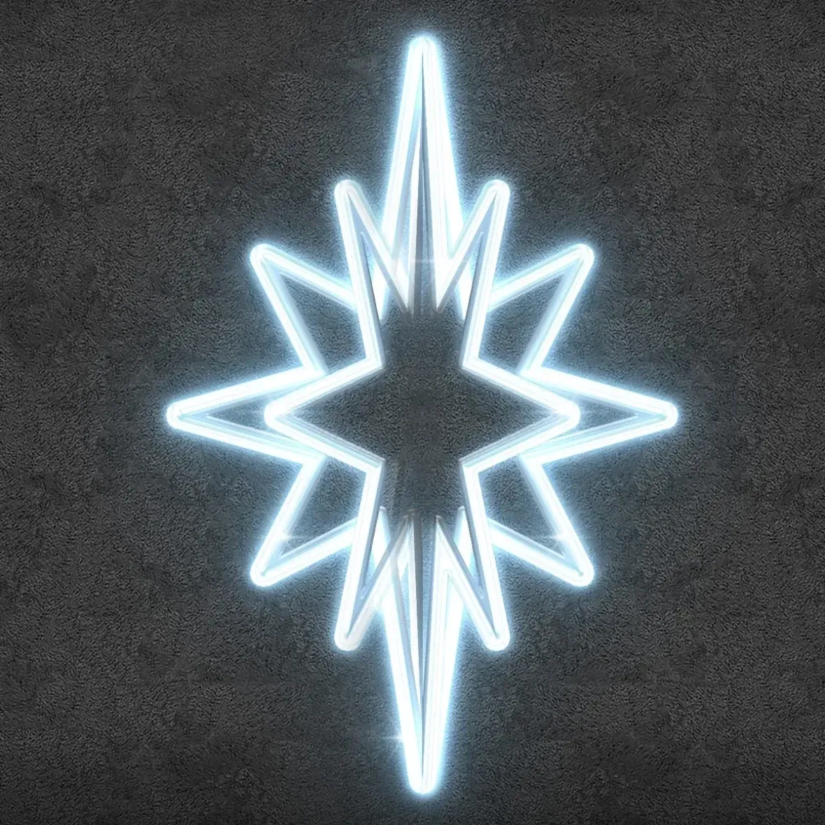 3D LED světelná špice na vrchol stromu, 60 × 90 × 60 cm, ledově bílá