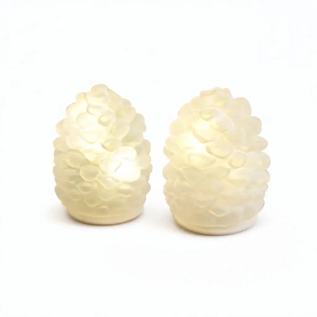 LED skleněná dekorace šišky, sada 2 kusy, matné