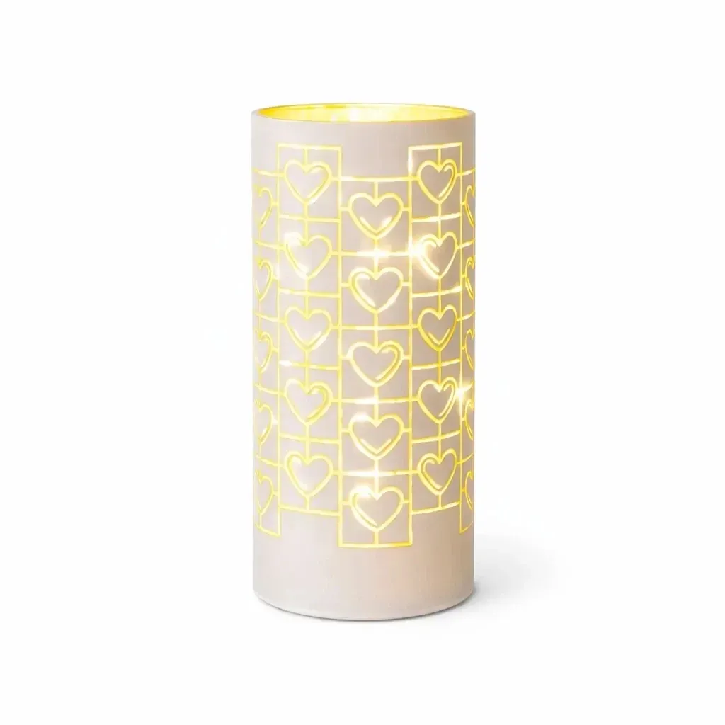 LED vánoční svícen na stůl srdce, 20 × 8 cm, skleněný