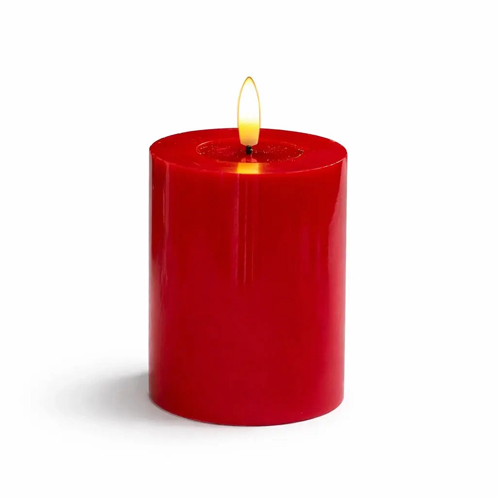 LED svíčka na baterie vosková Sille Red, Ø 7,5 × 10 cm, červená, 2× AA