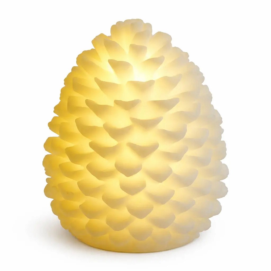 LED svíčka z pravého vosku na baterie šiška, 14 × 18,5 cm, bílá, 2× AA
