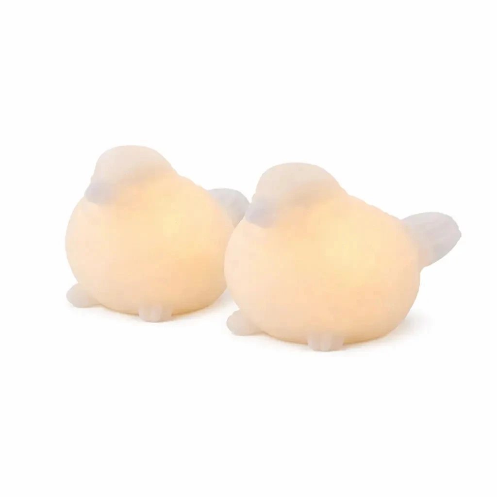 LED svíčky z pravého vosku na baterky ptáček, bílý, sada 2 ks, 6,7 cm, CR2032