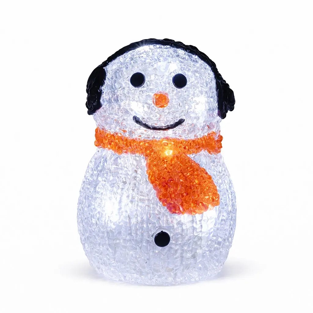 3D LED světelný sněhulák, 15 cm, na baterie