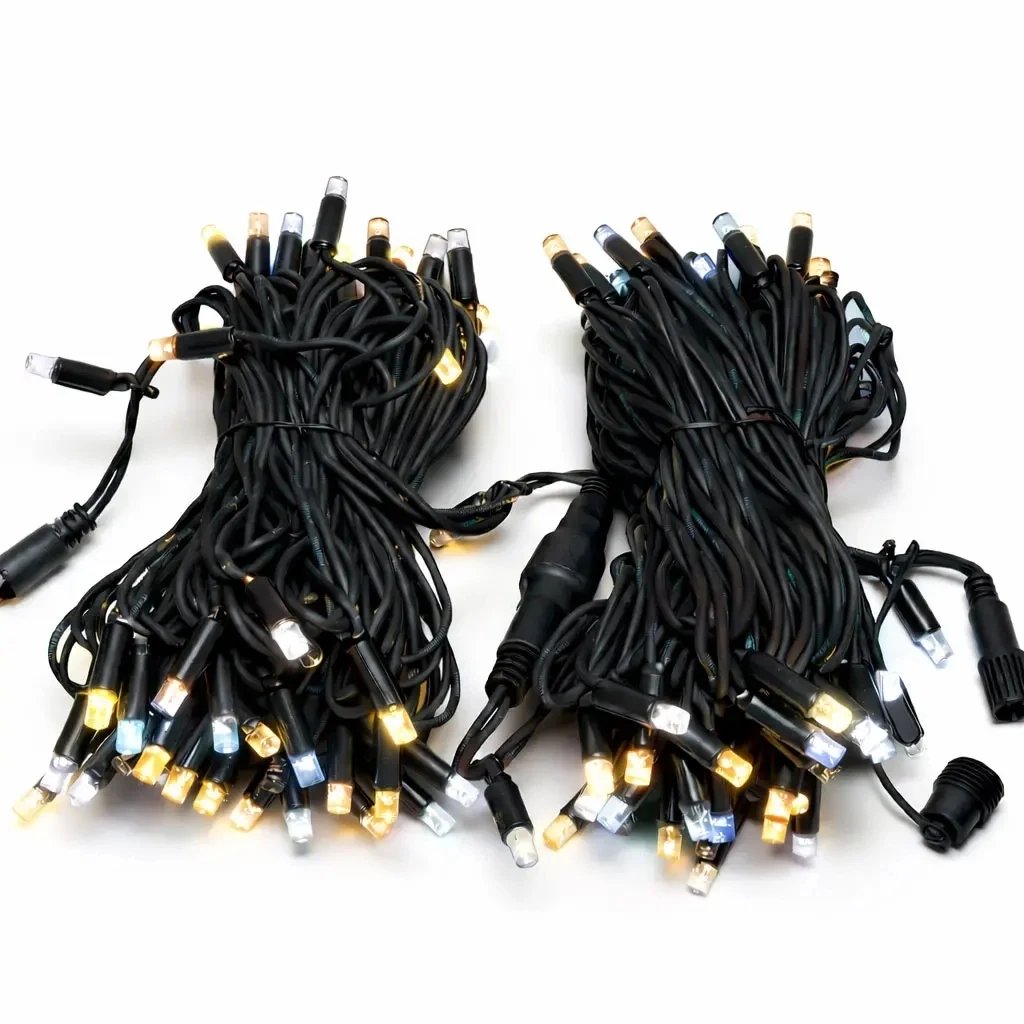 Easy Fix LED světelný řetěz 20 m, ledově bílá a teple bílá, 120 diod, černý kabel IP44, 2× 10 m