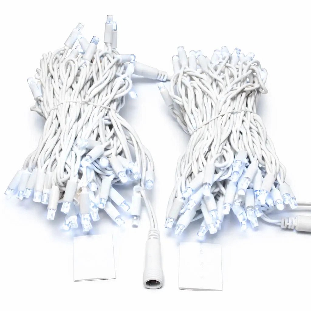 Easy Fix LED světelný řetěz 20 m, ledově bílá, 120 diod, bílý kabel IP67, 2× 10 m