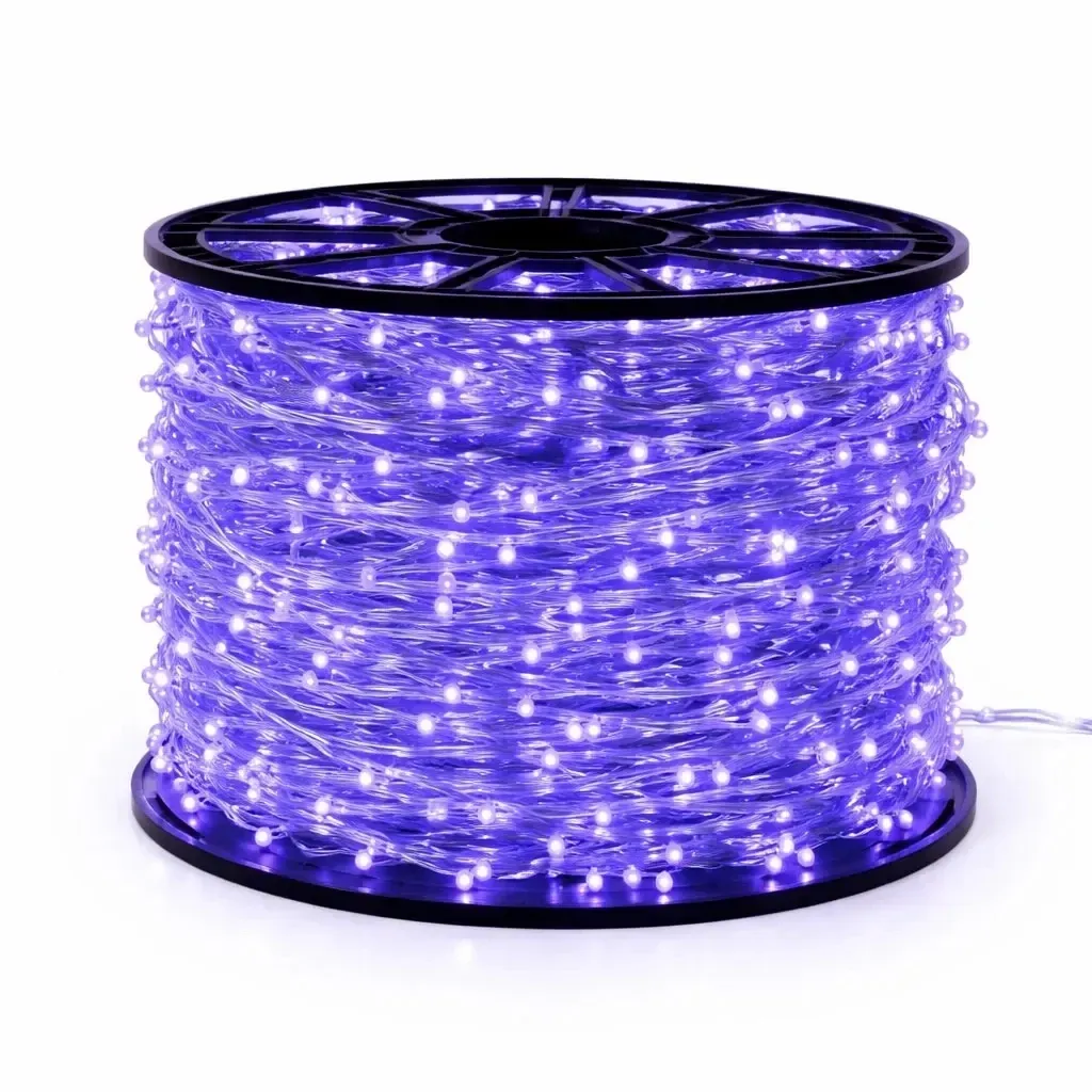 Easy Fix LED světelný řetěz 100 m modrý, 2000 diod, bílý kabel IP67, cívka