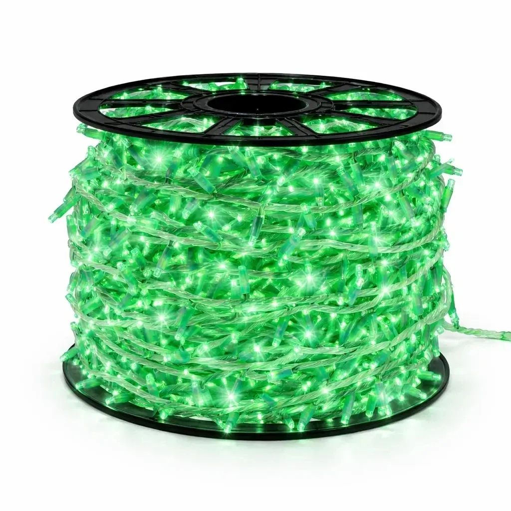 Easy Fix LED světelný řetěz 100 m venkovní zelený, 2000 diod, bílý kabel IP67