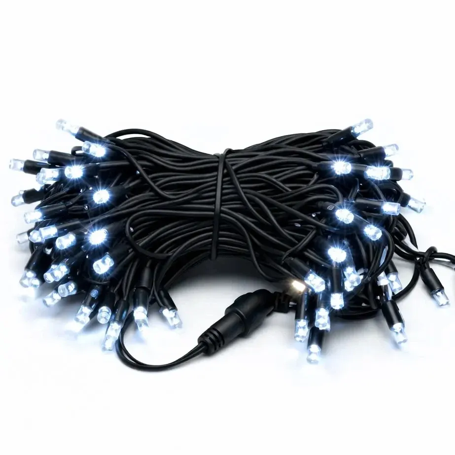 Easy Fix LED světelný řetěz 5 m venkovní ledově bílá, 60 diod, černý kabel IP67