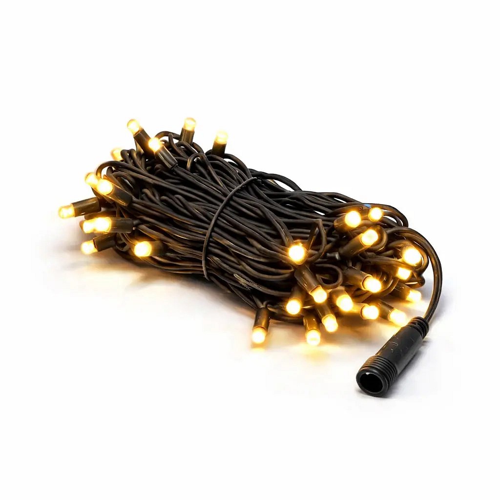 Easy Fix LED světelný řetěz 5 m venkovní teple bílá, 60 diod, černý kabel IP67, prodlužovací