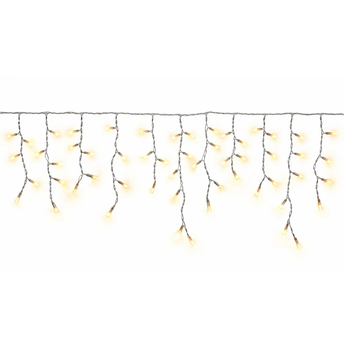 Easy Fix Interiér LED rampouchy světelné krápníky 300 × 50 cm, teple bílá, 144 diod, čirý kabel IP20, prodlužovací