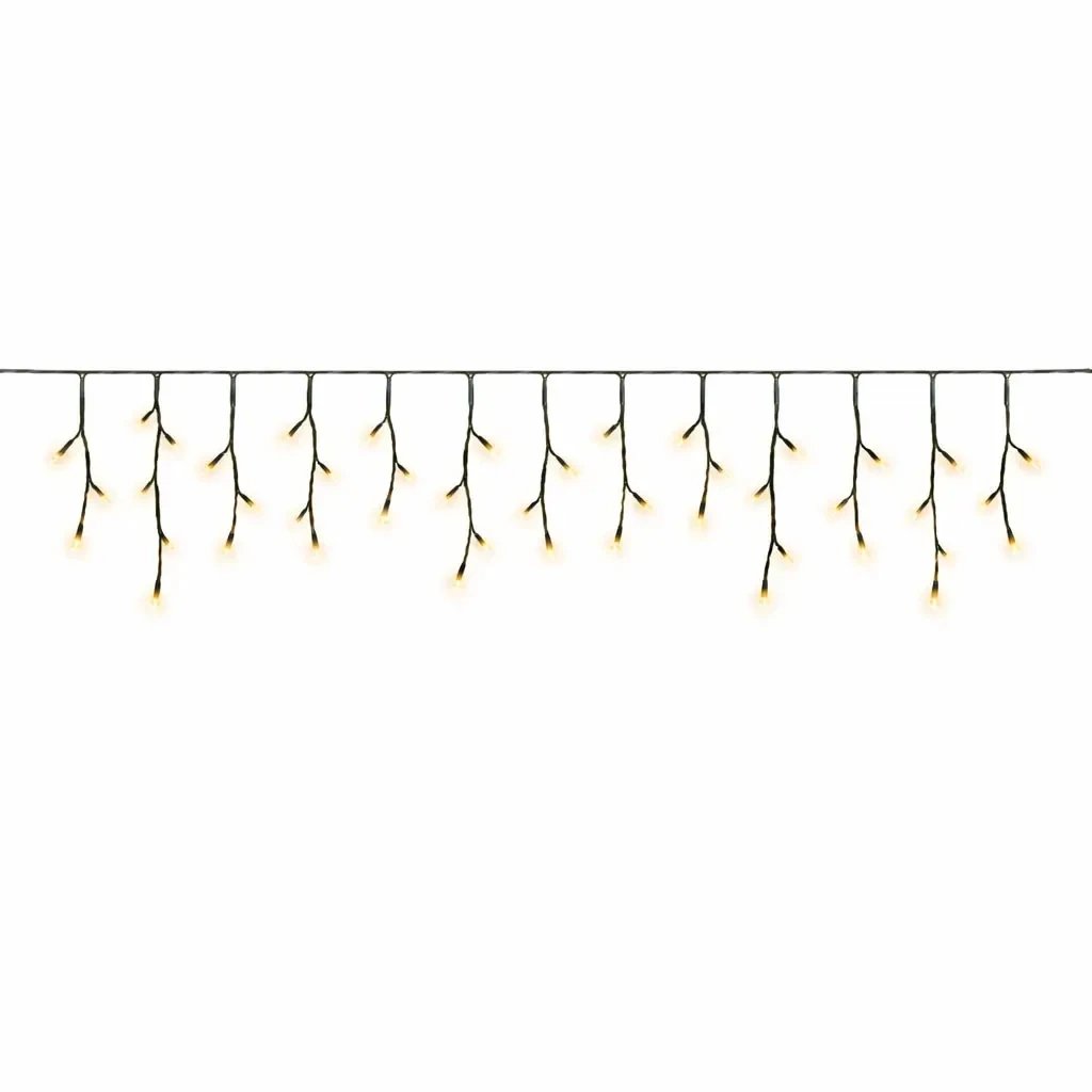 Hobby Line venkovní LED rampouchy světelné 200 × 50 cm, teple bílá, 40 diod, tmavě zelený kabel IP44, prodlužovací