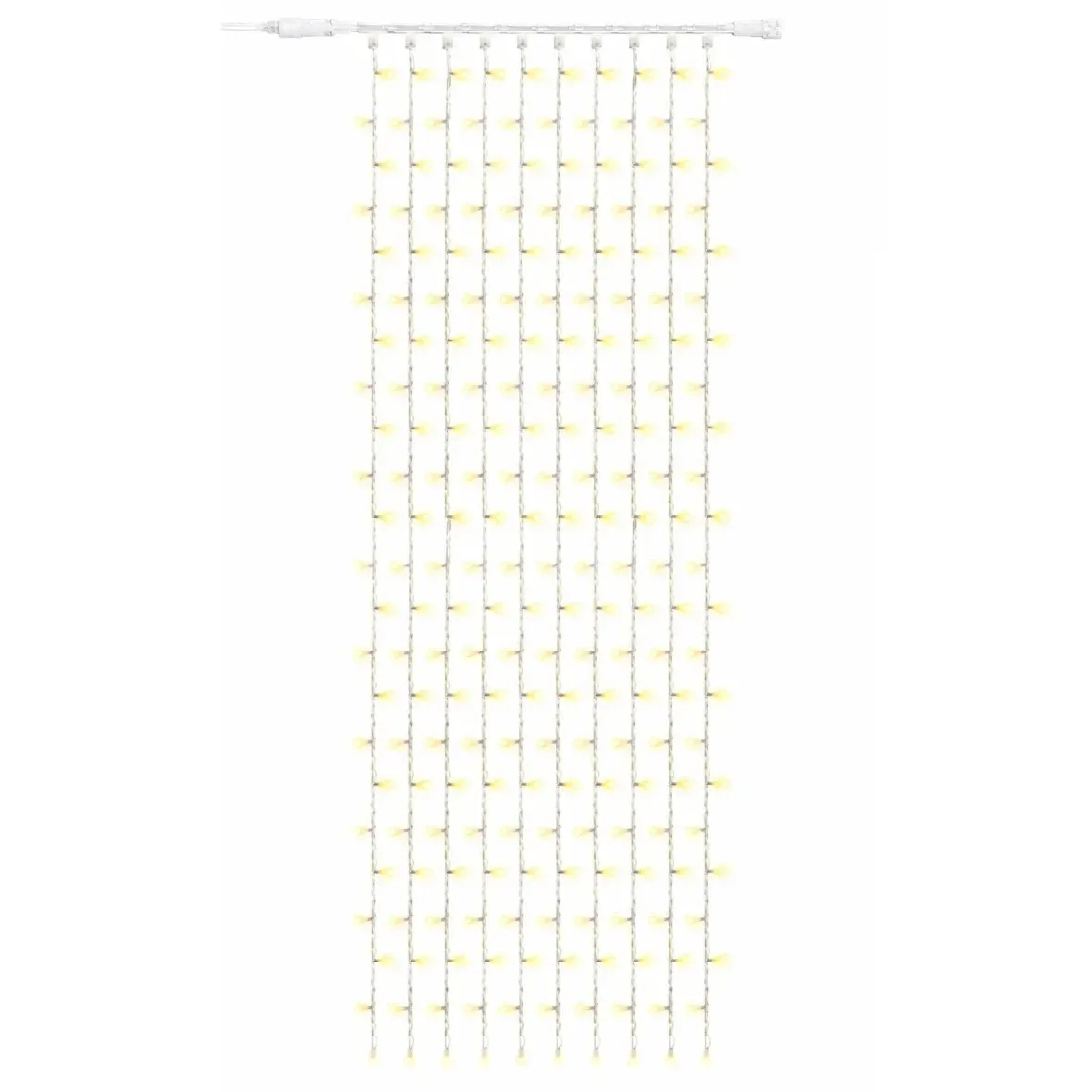 Easy Fix LED světelný závěs venkovní 100 × 300 cm, teple bílá, 300 diod, bílý kabel IP67, prodlužovací