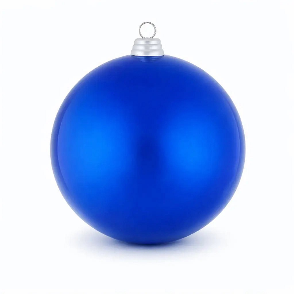 Velká vánoční koule 20 cm, modrá lesklá, UV, plastová, venkovní