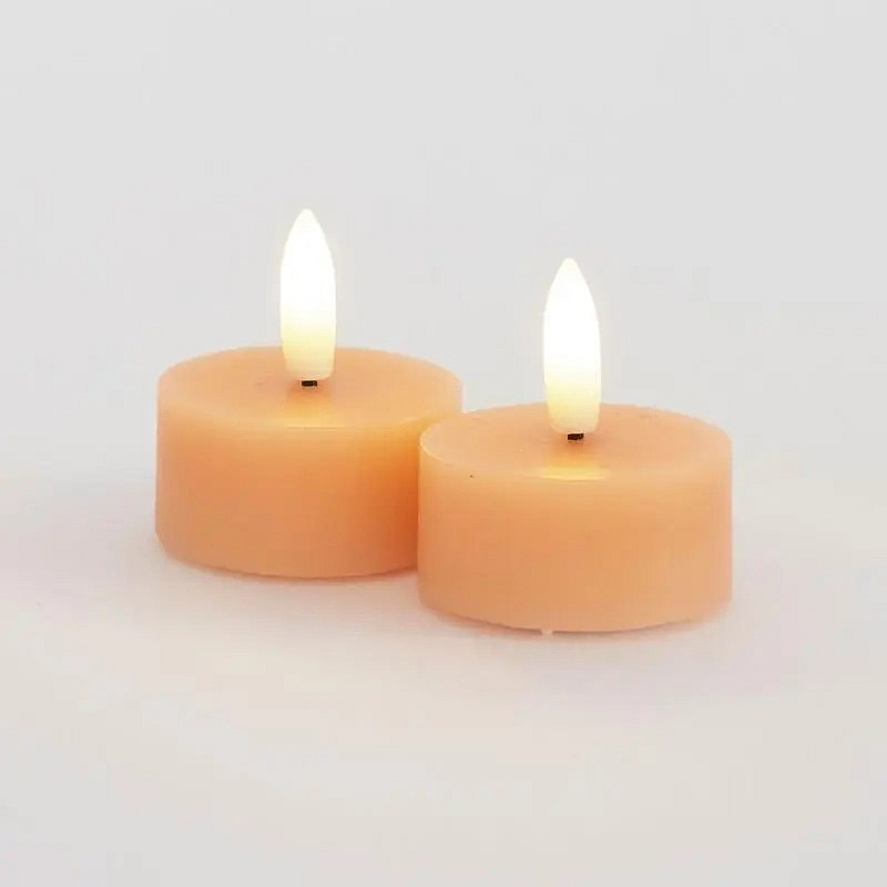 Sada LED voskových čajových svíček Sille Tealight, Ø4,5 × 2,2 cm, broskvové, 2 kusy