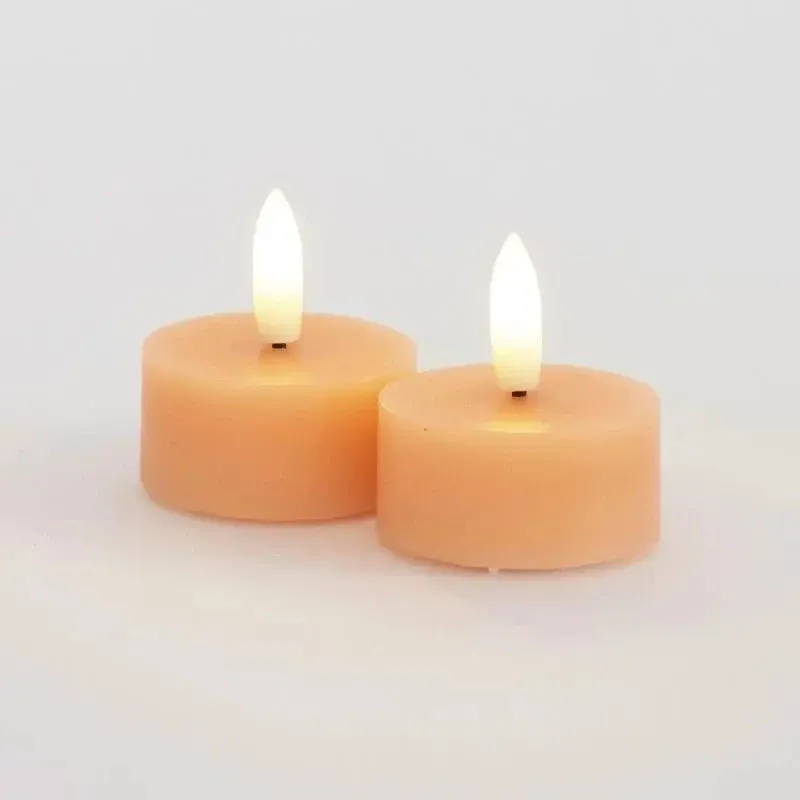 Sada LED voskových čajových svíček Sille Tealight, Ø4,5 × 2,2 cm, broskvové, 2 kusy