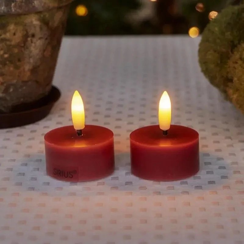 Sada LED voskových čajových svíček Sille Tealight, Ø4,5 × 2,2 cm, švestkové, 2 kusy