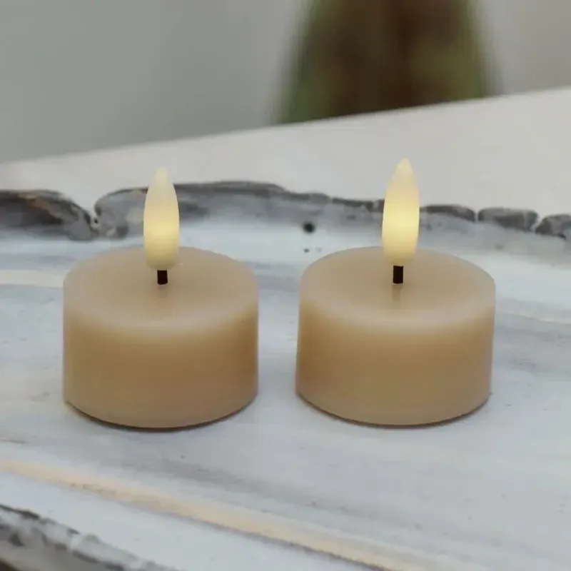Sada LED voskových čajových svíček Sille Tealight, Ø4,5 × 2,2 cm, světlý karamel, 2 kusy